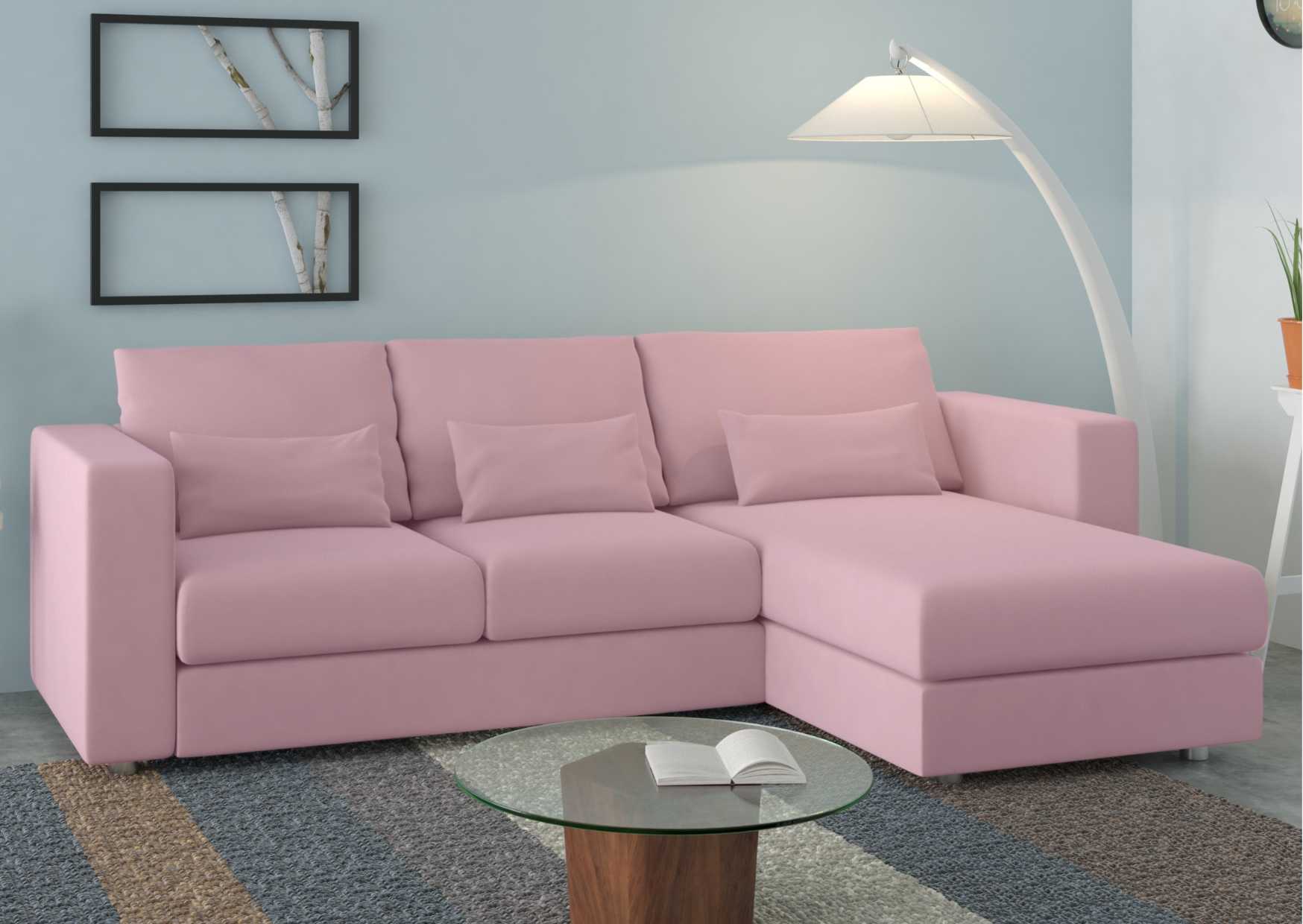 Klasyczny prawy narożnik rozkładany w kolorze różowym